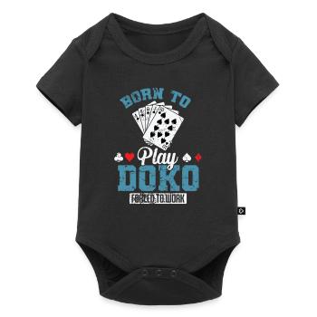 Né pour jouer au jeu de cartes Doko Forcé de Travailler - Body à manches courtes Premium Bébé - noir - Devant