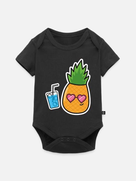 Ananas Urlaub Sommerzeit - Baby Premium Kurzarmbody - Schwarz