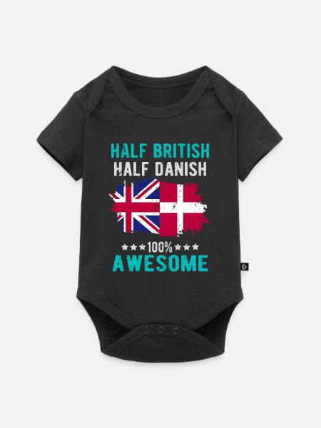Halb Brite Halb Däne - Baby Premium Kurzarmbody - Schwarz