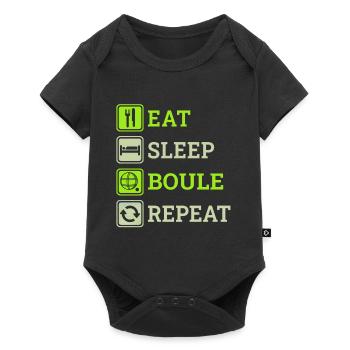 Eat Sleep Boule Repeat Lustige Boccia Sprüche - Baby Premium Kurzarmbody - Schwarz - Vorne