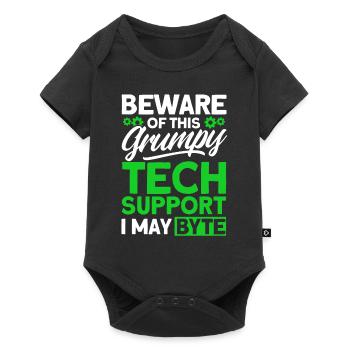 Méfiez-vous du support technique grincheux - Body à manches courtes Premium Bébé - noir - Devant
