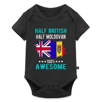Halb Brite Halb Moldawier - Baby Premium Kurzarmbody - Schwarz - Vorne