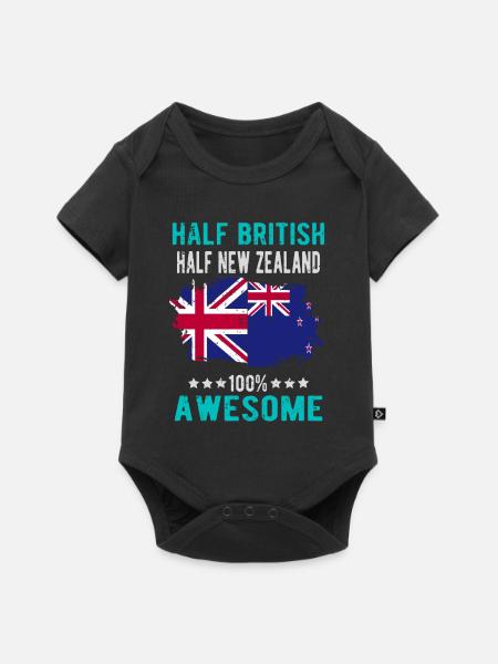 Halb Brite Halb Neuseeländer - Baby Premium Kurzarmbody - Schwarz
