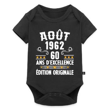 60 Ans Anniversaire Vintage Né(e) en Août 1962 - Body à manches courtes Premium Bébé - noir - Devant