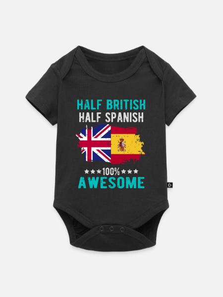 Halb Brite Halb Spanier - Baby Premium Kurzarmbody - Schwarz