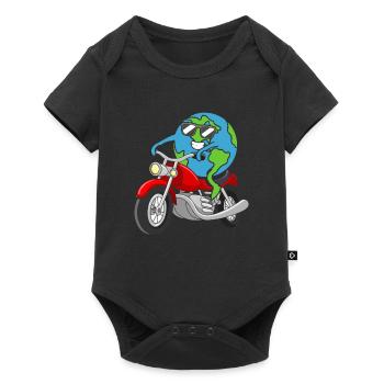 Erde fährt Motorrad Earth Day Umwelt Tag Der Erde - Baby Premium Kurzarmbody - Schwarz - Vorne