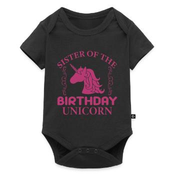 Sœur de la Licorne d’anniversaire - Body à manches courtes Premium Bébé - noir - Devant