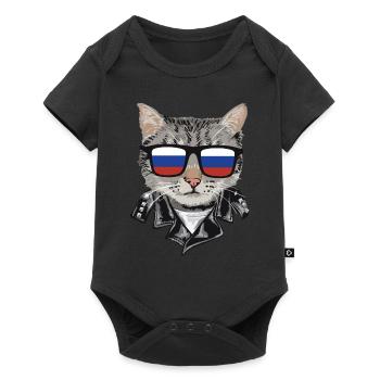 Cat Russia Flag Lunettes de soleil - Body à manches courtes Premium Bébé - noir - Devant
