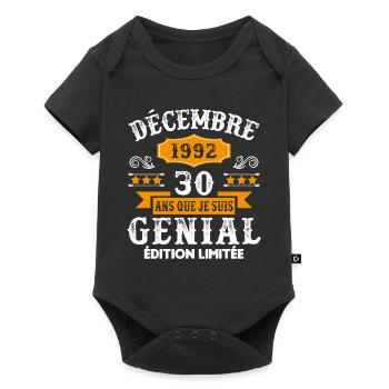 30 Ans Anniversaire Vintage Né(e) en Décembre 1992 - Body à manches courtes Premium Bébé - noir - Devant