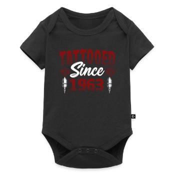 Tattooed Since 1963 Red Rose Theme Tattoo Ink - Baby Premium short-sleeve bodysuit - black - Front