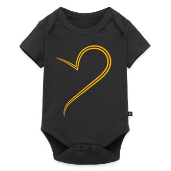 Simpeles Halbes Gelbes Herz - Baby Premium Kurzarmbody - Schwarz - Vorne