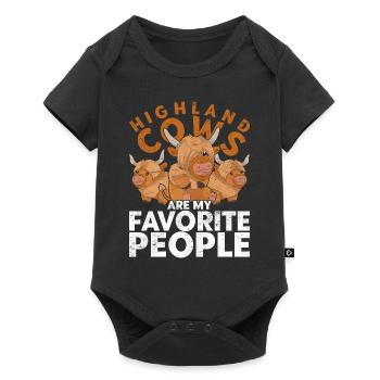 Animal Gift Funny Scottish Highland Cattle - Baby Premium short-sleeve bodysuit - black - Front