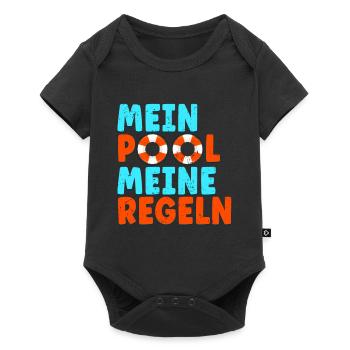 Rettungsschwimmer Bademeister Mein Pool Meine - Baby Premium Kurzarmbody - Schwarz - Vorne