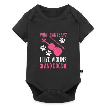 I like violins and dog violin musician music - Baby Premium short-sleeve bodysuit - black - Front