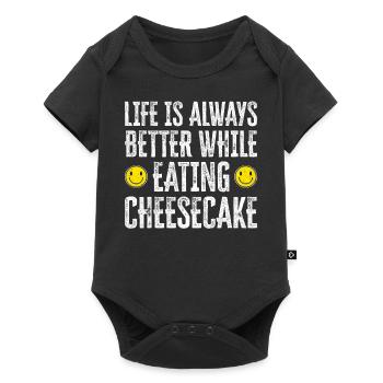 Life Is Always Better While Eating Cheesecake - Baby Premium short-sleeve bodysuit - black - Front