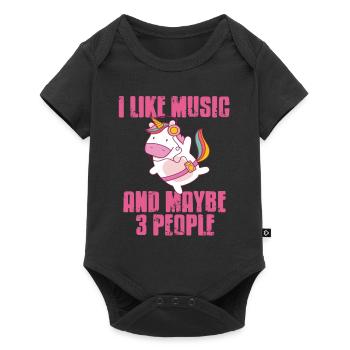 Vintage J’aime la musique et peut-être 3 personnes Licorne - Body à manches courtes Premium Bébé - noir - Devant