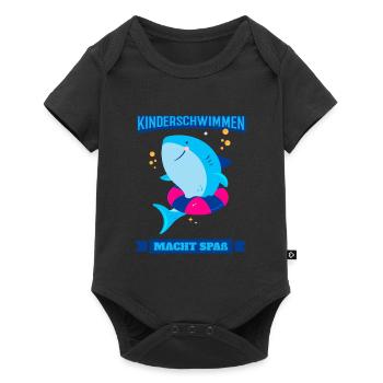 Schwimmen Lernen Kinderschwimmen Macht Spaß - Baby Premium Kurzarmbody - Schwarz - Vorne