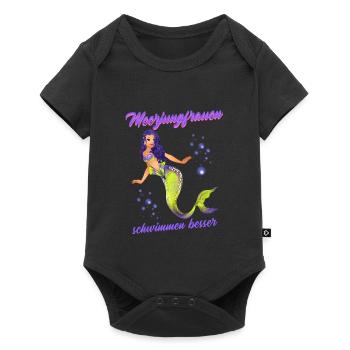 Schwimmen Spruch Lustig Meerjungfrauen Schwimmen - Baby Premium Kurzarmbody - Schwarz - Vorne