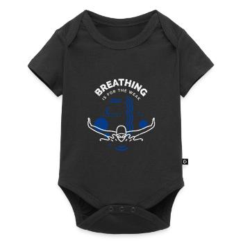Schwimmen Spruch Lustig Breathing Is For The Weak - Baby Premium Kurzarmbody - Schwarz - Vorne