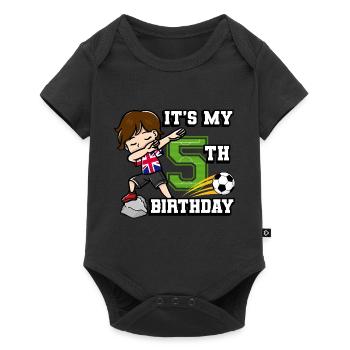 Soccer Boy C’est mon drapeau du 5e anniversaire - Body à manches courtes Premium Bébé - noir - Devant