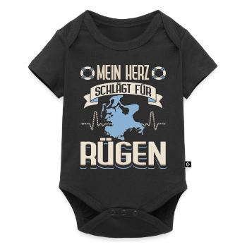 Mein Herz Schlägt Für Rügen Rugia Ostsee - Baby Premium Kurzarmbody - Schwarz - Vorne