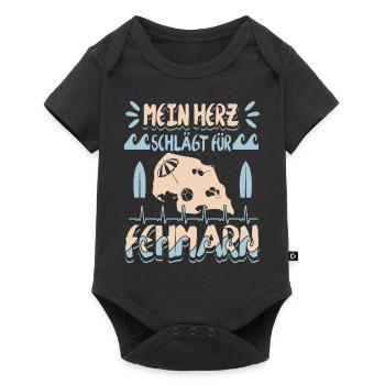 Mein Herz Schlägt Für Fehmarn Ostsee Ostseeinsel - Baby Premium Kurzarmbody - Schwarz - Vorne