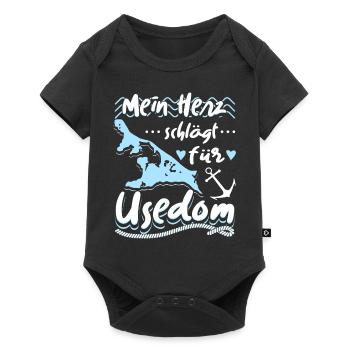 Mein Herz Schlägt Für Usedom Ostsee Usedomer - Baby Premium Kurzarmbody - Schwarz - Vorne