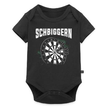Dart Dart spielen, Schbiggern Fränkisch - Baby Premium Kurzarmbody - Schwarz - Vorne