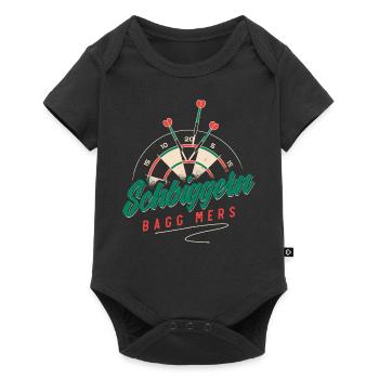 Dart Dart spielen, Schbiggern Fränkisch - Baby Premium Kurzarmbody - Schwarz - Vorne