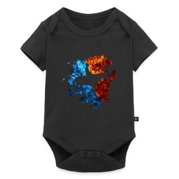 Pferd Rot Blau Feuer Reiter Reiten - Baby Premium Kurzarmbody - Schwarz - Vorne