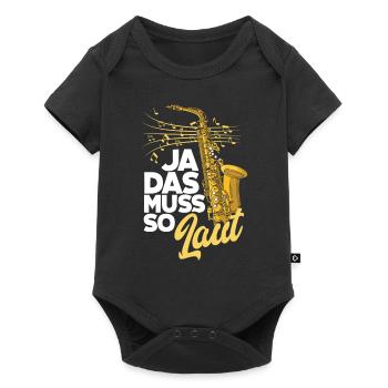 Saxophon Ja Das Muss So Laut Saxophon - Baby Premium Kurzarmbody - Schwarz - Vorne