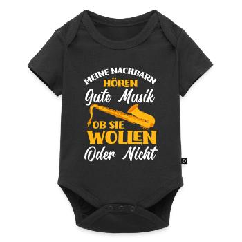 Lustiges Saxophon Geschenk - Baby Premium Kurzarmbody - Schwarz - Vorne