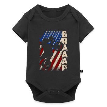 Braaap Vintage USA American Flag Dirt Bike - Baby Premium short-sleeve bodysuit - black - Front