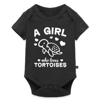 Tortue terrestre Une fille qui aime les tortues - Body à manches courtes Premium Bébé - noir - Devant