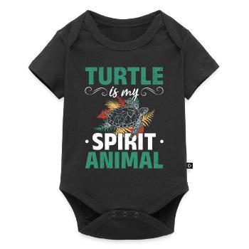 La tortue est mon animal d’ — Tortue douce - Body à manches courtes Premium Bébé - noir - Devant
