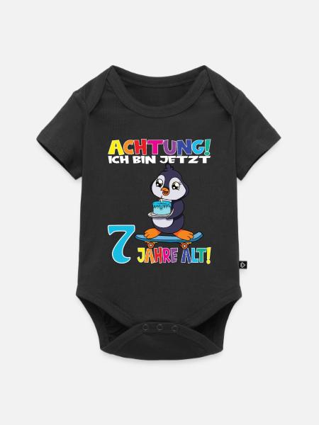 Kindergeburtstag Ich Bin Jetzt 7 Jahre - Baby Premium Kurzarmbody - Schwarz