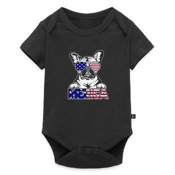 Merica - Französische Bulldogge - Baby Premium Kurzarmbody - Schwarz - Vorne