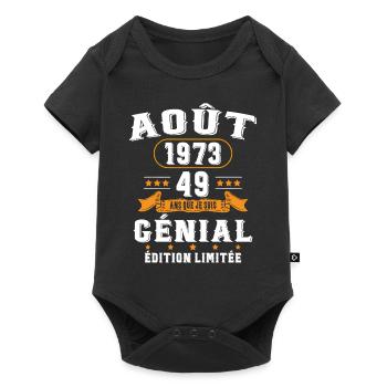 49 Ans Anniversaire Vintage Né(e) en Août 1973 - Body à manches courtes Premium Bébé - noir - Devant