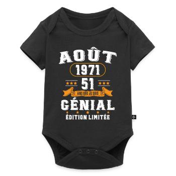 51 Ans Anniversaire Vintage Né(e) en Août 1971 - Body à manches courtes Premium Bébé - noir - Devant