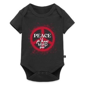 Paix mondiale. Art multilingue du signe de paix - Body à manches courtes Premium Bébé - noir - Devant