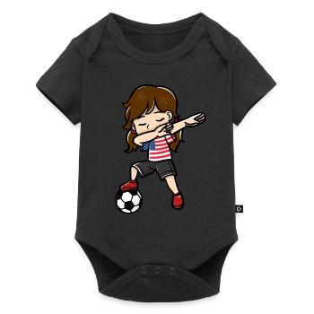 Dabbing Girl Soccer Player American Flag - Baby Premium short-sleeve bodysuit - black - Front