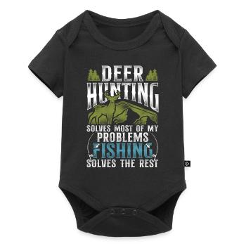 Chasse au cerf de Chevreuil Pêche au chasseur - Body à manches courtes Premium Bébé - noir - Devant