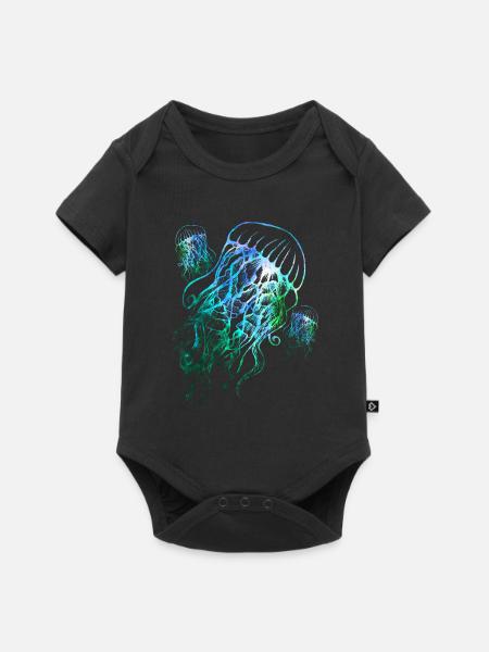 Bunte Quallen - Baby Premium Kurzarmbody - Schwarz
