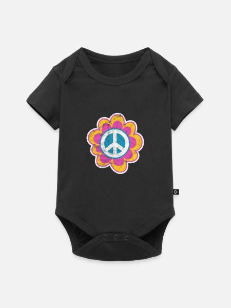 Hippie - Baby Premium Kurzarmbody - Schwarz