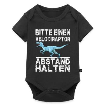Dinosaurier Velociraptor Raptor Dino - Baby Premium Kurzarmbody - Schwarz - Vorne