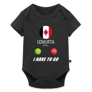 Udmurtien ruft an Lusiger Flaggen Spruch - Baby Premium Kurzarmbody - Schwarz - Vorne