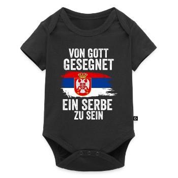 Serbien Serbe Serbisches - Baby Premium Kurzarmbody - Schwarz - Vorne