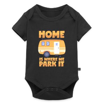 Camping Wortspiel - Home Is Where We Park It - Baby Premium short-sleeve bodysuit - black - Front