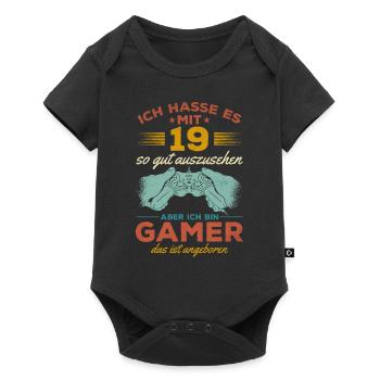 Video Gaming 19. Geburtstag Zocken 19 Jahre Video - Baby Premium Kurzarmbody - Schwarz - Vorne