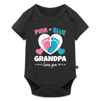 Rosa oder Blau Grandpa Loves You Schwangerschaft - Baby Premium Kurzarmbody - Schwarz - Vorne